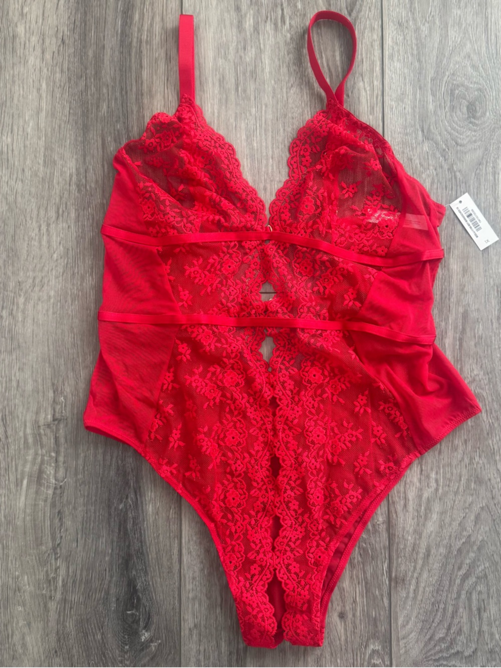 Adore Me Red Lace Chemise Bodysuit NWT
